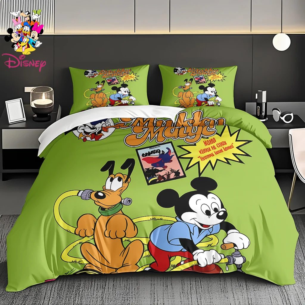 2/3pcs Disney Stitch & Mickey Duvet Cover Set Without Filler  Soft Bed Sheet,Skin-Friendly & Breathable Bedding Set Holiday Gift
