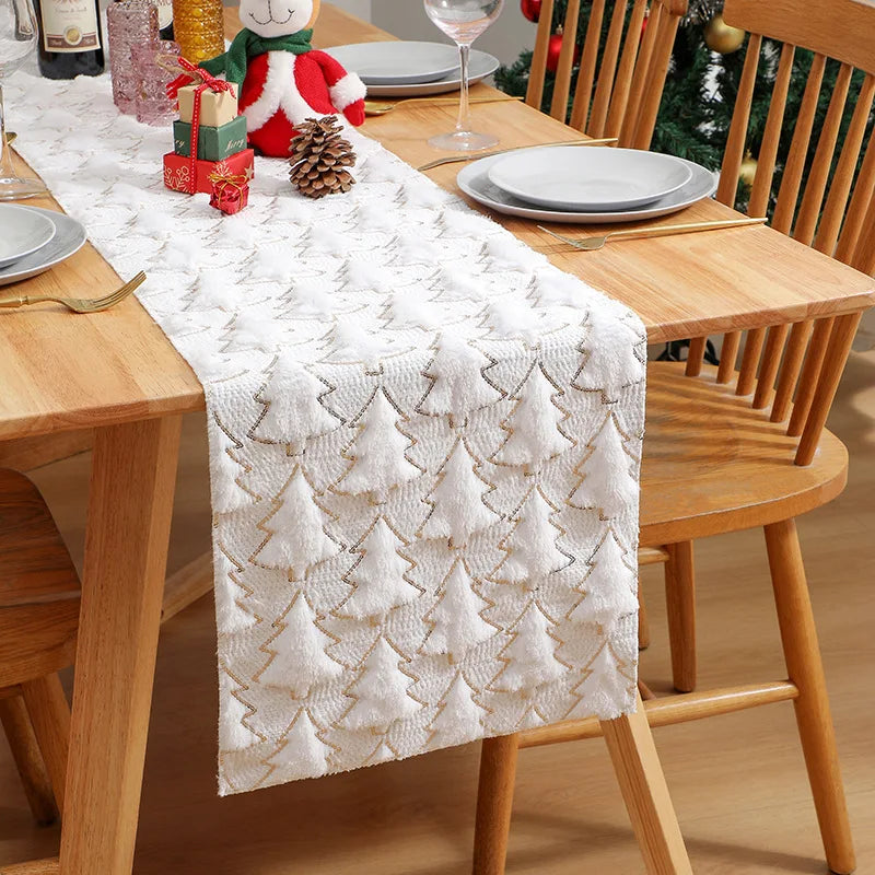 Christmas White Table Runner Halloween Ghost Fall Winter Pumpkin Party Dining Decorations Christmas Dining Table Harvest Decor