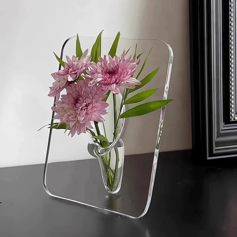 Instagram-Style Photo Frame Vase - Transparent Acrylic Hydroponic Flower Arrangement for Entryway & Living Room