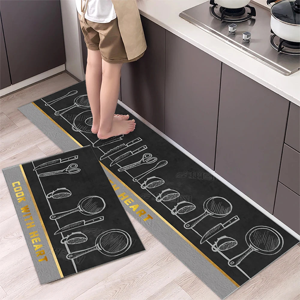Soft Washable Kitchen Floor Mat - Anti-Slip Long Area Rug for Bedroom, Hallway & Bathroom Entrance