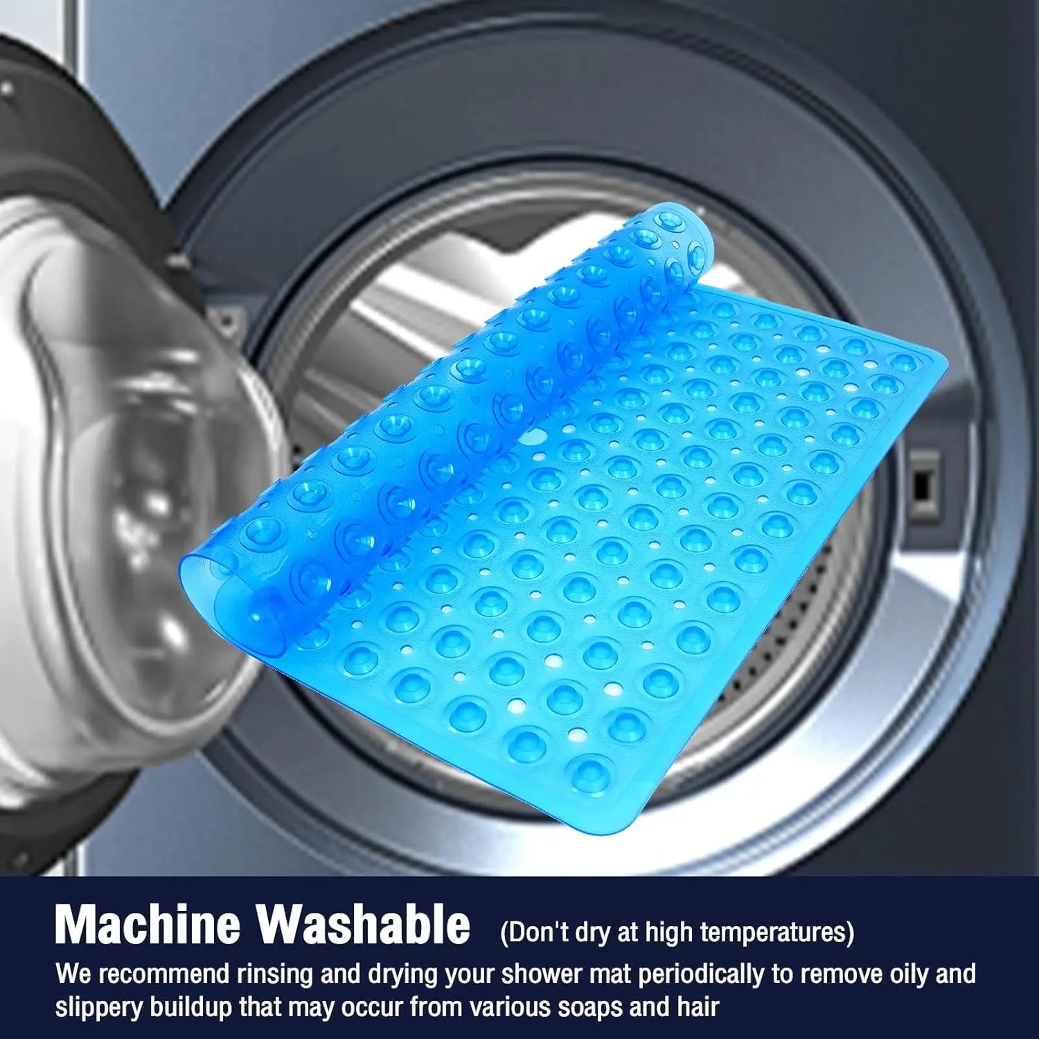 21x21 Inch Square Non-Slip Shower Mat - Clear PVC Anti-Slip Bathroom Stall Floor Mat