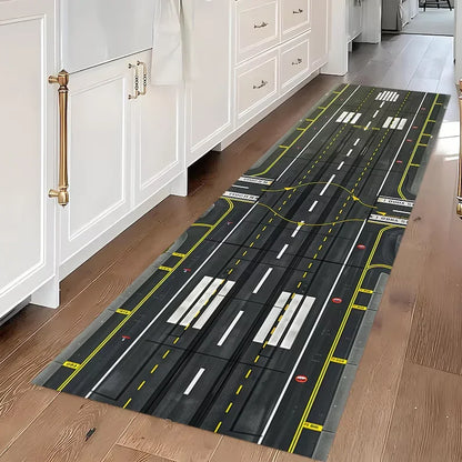 Runway Aviation Airport Track Design Rug - Modern Living Room & Bedroom Decorative Carpet - Hom Haven