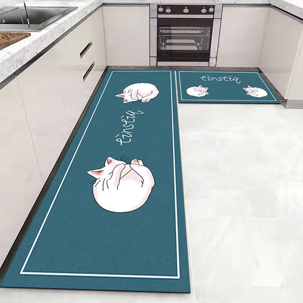 Soft Washable Kitchen Floor Mat - Anti-Slip Long Area Rug for Bedroom, Hallway & Bathroom Entrance