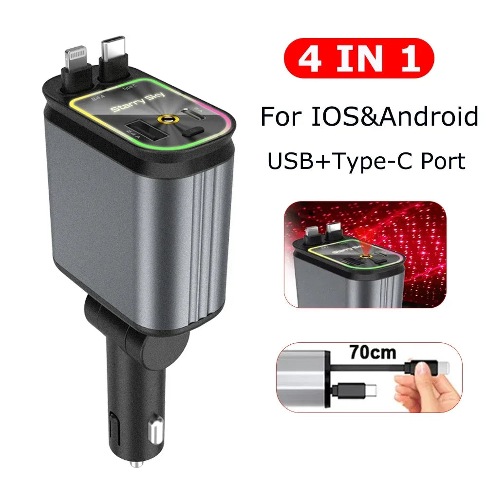 5-in-1 PD45W Car Charger with Starlight Aromatherapy Air Freshener