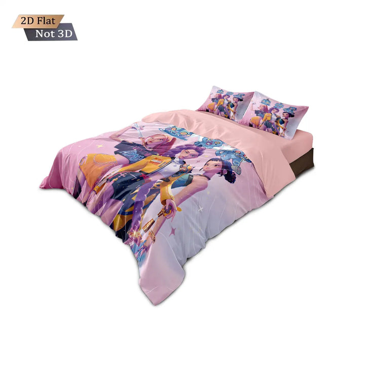 3pcsK-Pop Demon Hunters Printed Chipless Bedding Set Multi Size Comfortable Bedroom Bedding Decoration Machine Washable