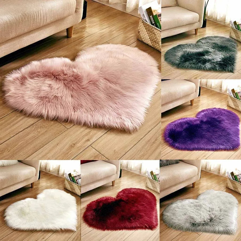 Faux Sheepskin Shaggy Area Rug - Non-Slip Fluffy Soft Imitation Wool Bedroom & Indoor Carpet