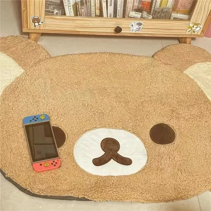 Rilakkuma Kuna Bear Cartoon Carpet - Soft Plush Bedroom Floor Mat & Bedside Rug