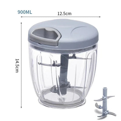 Manual Garlic Chopper & Vegetable Cutter - 500/900ml Rotating Slicer, Crusher & Meat Grinder - Hom Haven