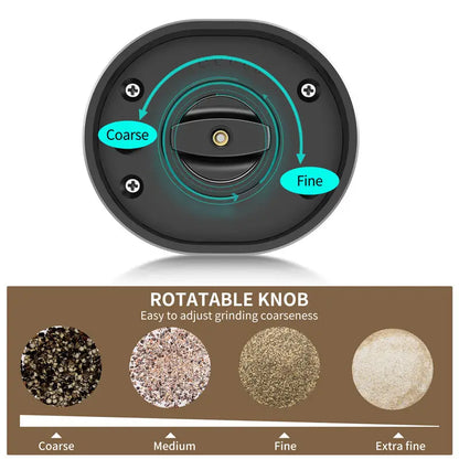 Electric Automatic Salt and Pepper Grinder Set Rechargeable Battery Gravity Spice Mill Adjustable Spices Grinder Kitchen tools - Hom Haven