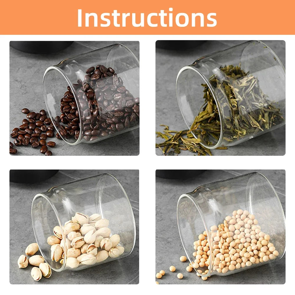 Vacuum Sealed Glass Storage Jar - Airtight Coffee Bean, Tea & Food Container