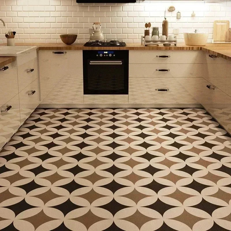 Kitchen Carpet Anti-fouling Oil-proof Grid Floor Mat Scrubbable Waterproof PVC Leather Balcony Bathroom Non-slip Rug Ковер 러그