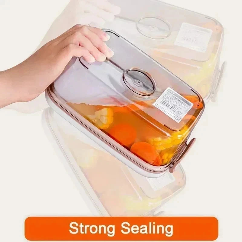Vacuum Sealed Food Storage Box - Large Capacity Transparent Fresh-Keeping Kitchen Container with Pump