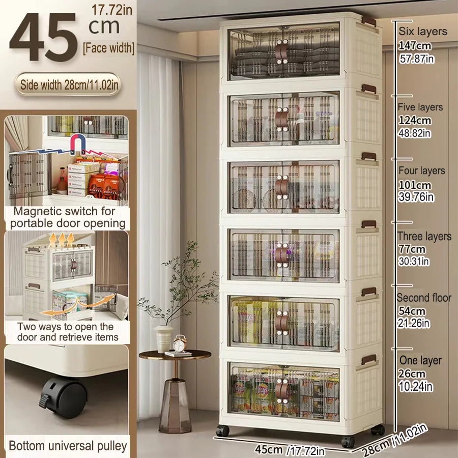 Large Capacity Multifunction Folding Storage Cabinet Dustproof Wardrobe Closet Organizer Easy-to-Install Storage Boxes