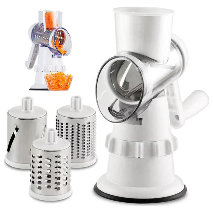 Manual Vegetable Slicer 3-Blade Hand Crank Chopper for Meal Prep