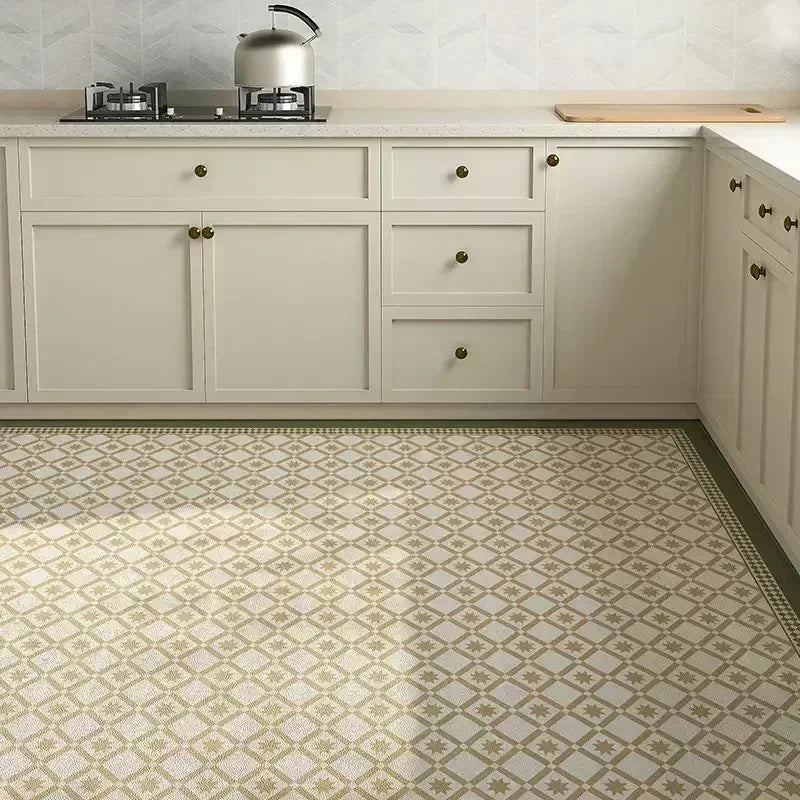 Kitchen Carpet Anti-fouling Oil-proof Grid Floor Mat Scrubbable Waterproof PVC Leather Balcony Bathroom Non-slip Rug Ковер 러그