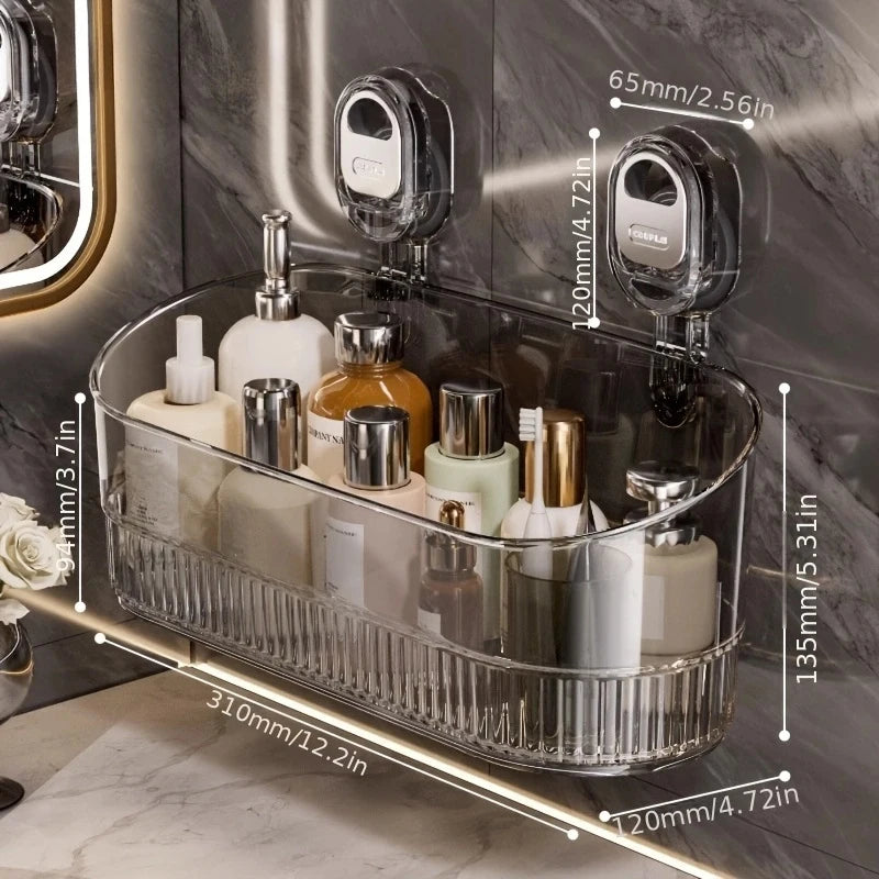 No-Drill Suction Bathroom Storage Shelf Organizer