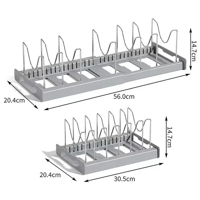 Adjustable Expandable Pot & Lid Organizer Rack with 7 Compartments