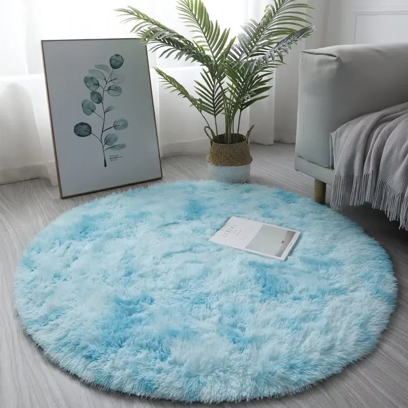 VIKAMA Ultra Soft Shaggy Round Rug - Fluffy White Carpet for Living Room, Bedroom & Kids Room
