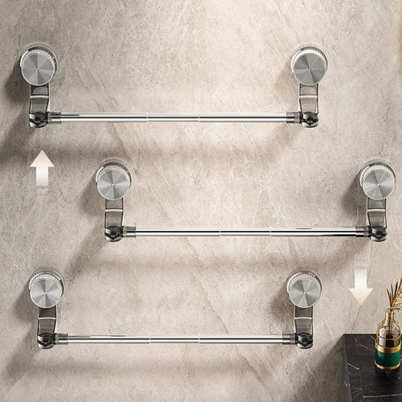 Suction Cup Retractable Towel Bar Rotatable Bathroom Storage Rack