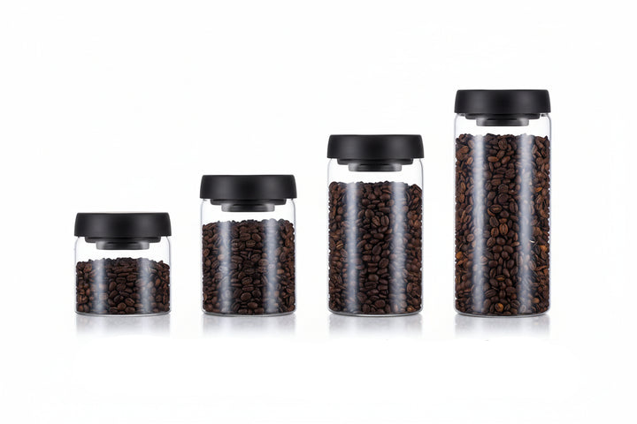 Vacuum Sealed Glass Storage Jar - Airtight Coffee Bean, Tea & Food Container