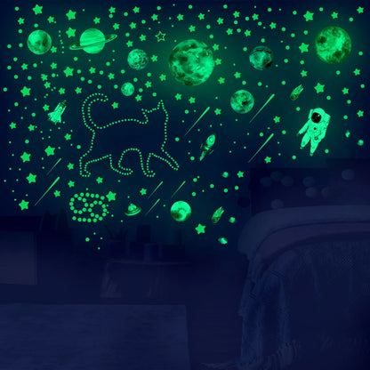 849-Piece Glow in the Dark Stars Wall Stickers - Luminous Planet & Spaceship Ceiling Decals for Kids Room DIY Decor - Hom Haven