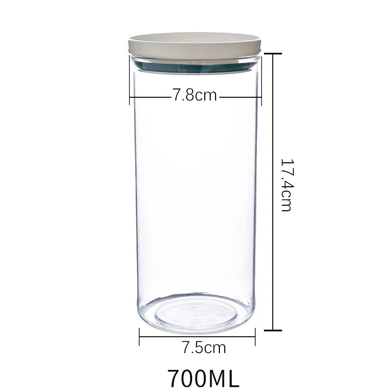Sealed Food Grade Transparent Kitchen Storage Jar - Airtight Snack & Grain Container (250ml-700ml)