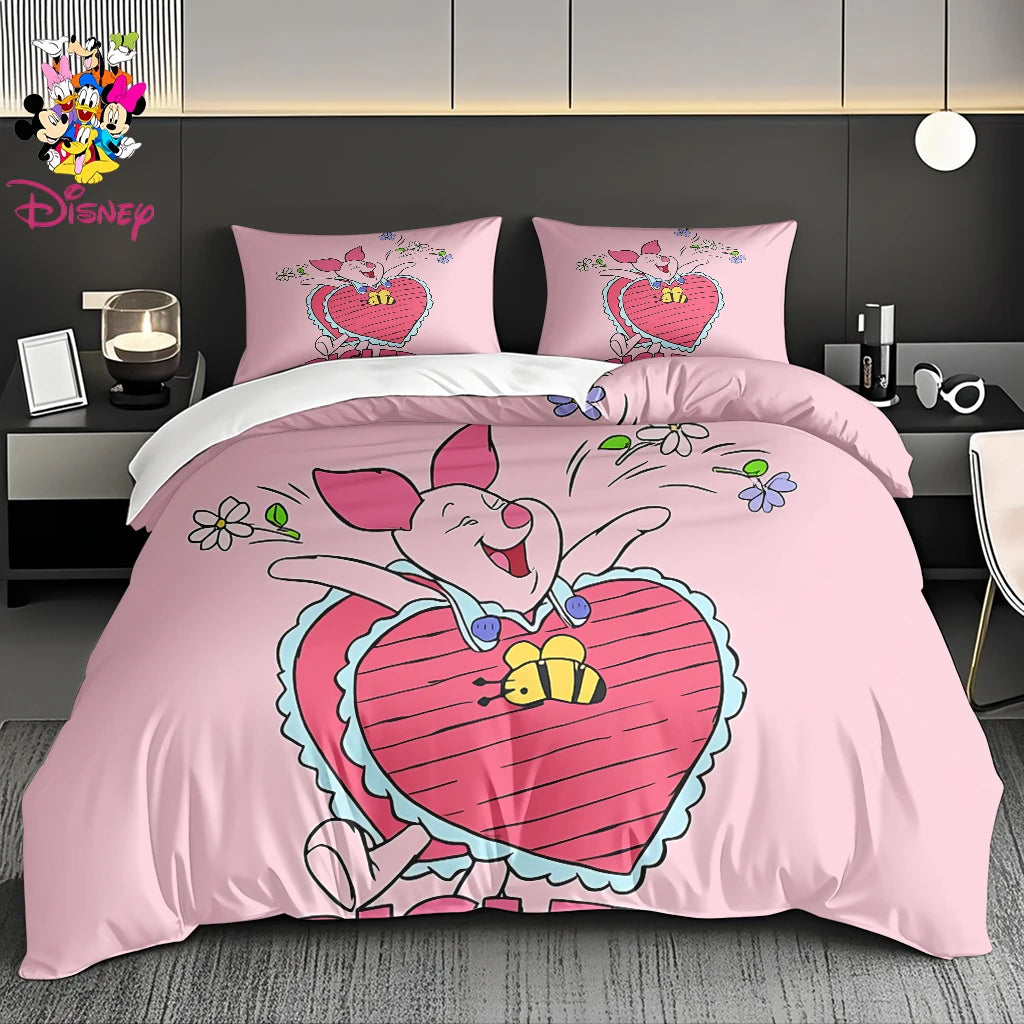 2/3pcs Disney Stitch & Mickey Duvet Cover Set Without Filler  Soft Bed Sheet,Skin-Friendly & Breathable Bedding Set Holiday Gift