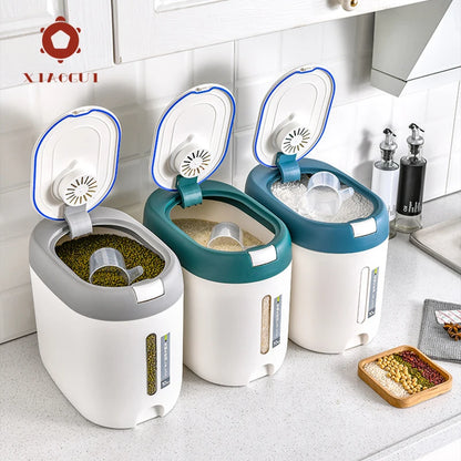 XIAOGUI 5KG/10KG Rice Dispenser - Japanese Style Kitchen Storage Container for Cereal & Grains - Hom Haven