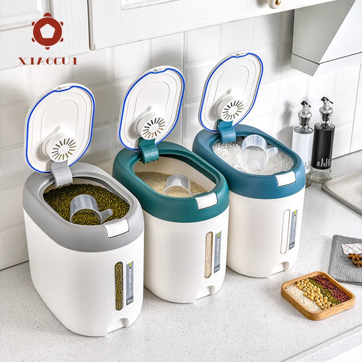 XIAOGUI 5KG/10KG Rice Dispenser - Japanese Style Kitchen Storage Container for Cereal & Grains