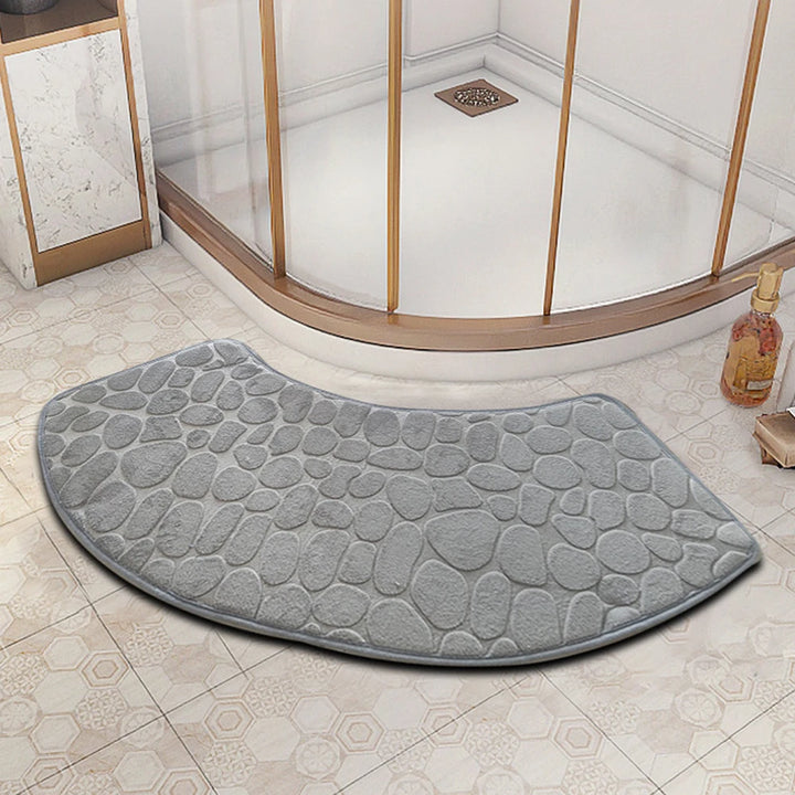 1PC Arc-Shaped Water-Absorbing Floor Mat, Sector-Shaped Carpet, Shower Room Entrance Foot Mat, Toilet Bathroom Anti-Slip Mat