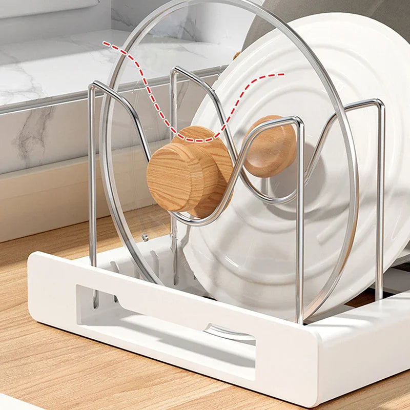 Adjustable Expandable Pot & Lid Organizer Rack with 7 Compartments