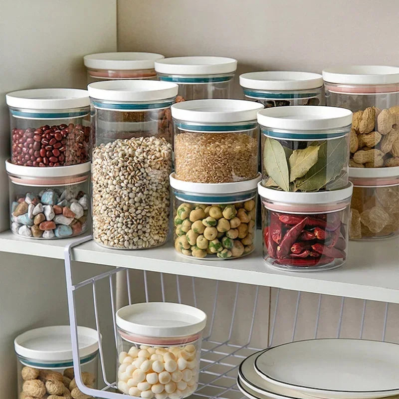 Sealed Food Grade Transparent Kitchen Storage Jar - Airtight Snack & Grain Container (250ml-700ml)