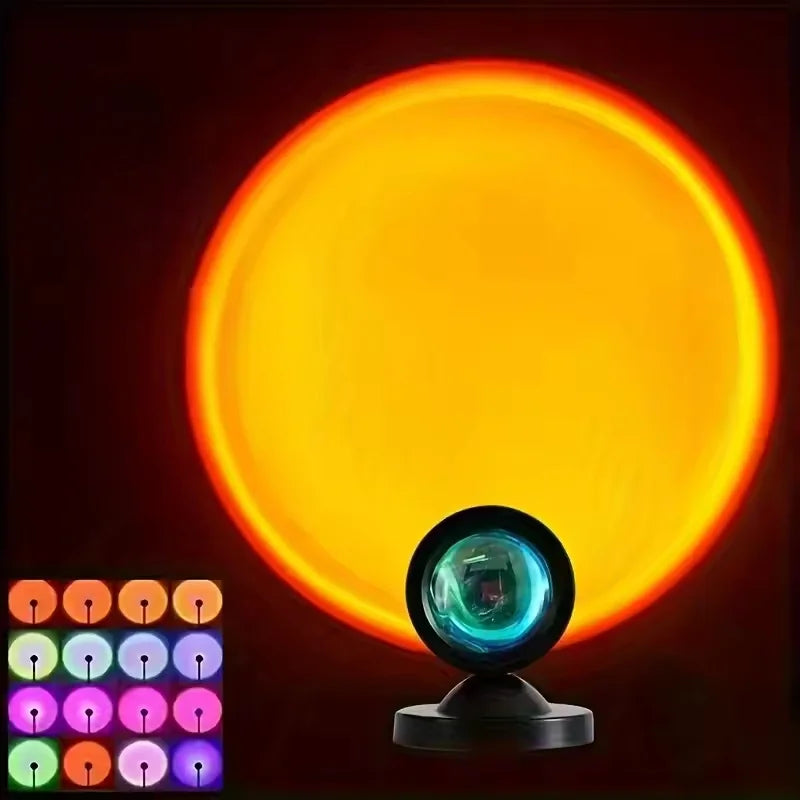Sunset Projection Night Light 16-Color RGB Remote Control Bedroom Lamp