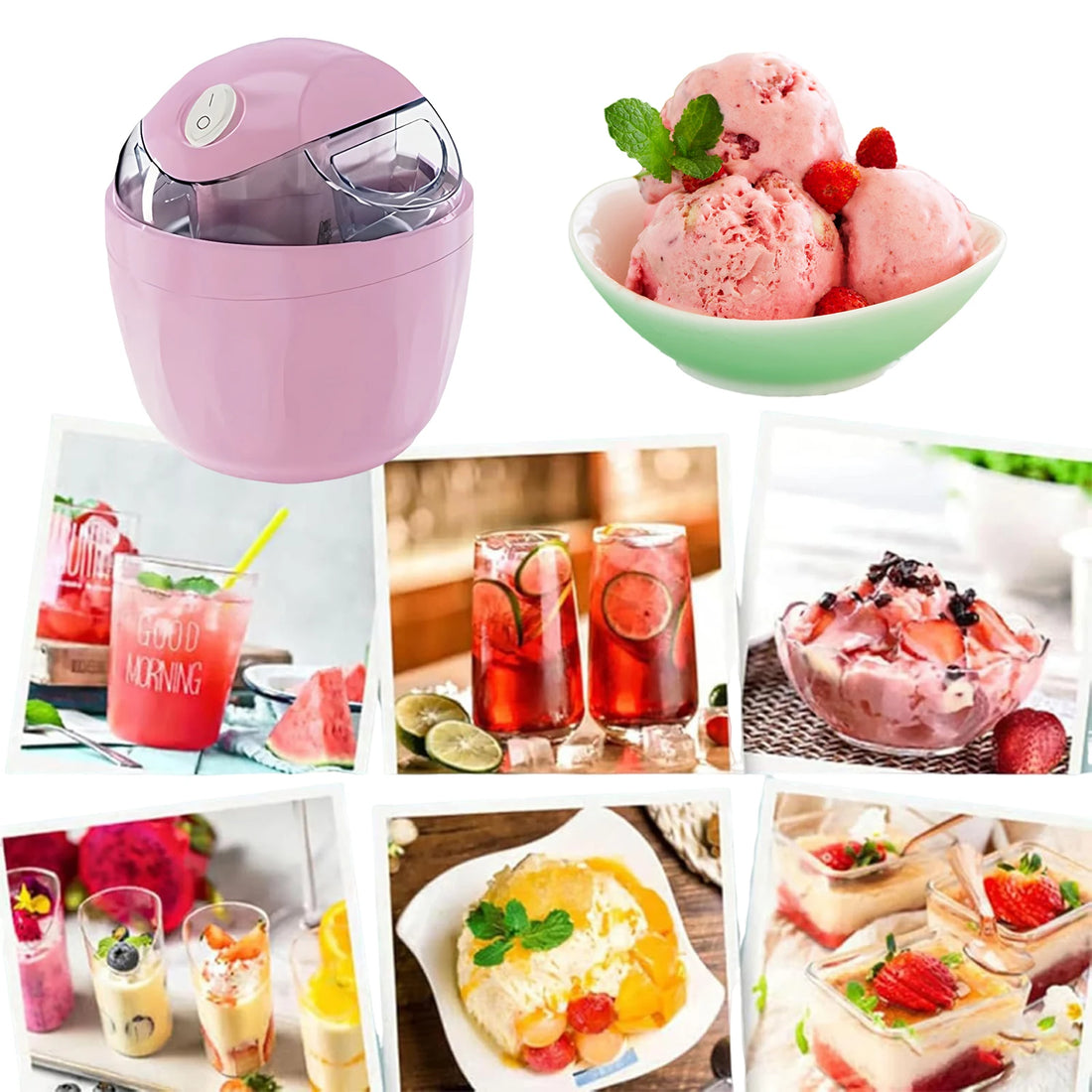 Mini Electric Ice Cream Maker Homemade Frozen Dessert Maker (500ml)