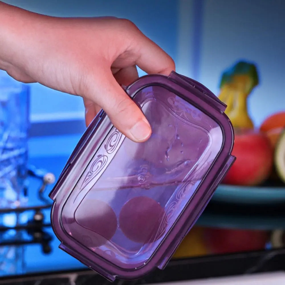 Sealed Rectangular Refrigerator Storage Box - Stackable Microwave-Safe Plastic Lunch Box with Lid
