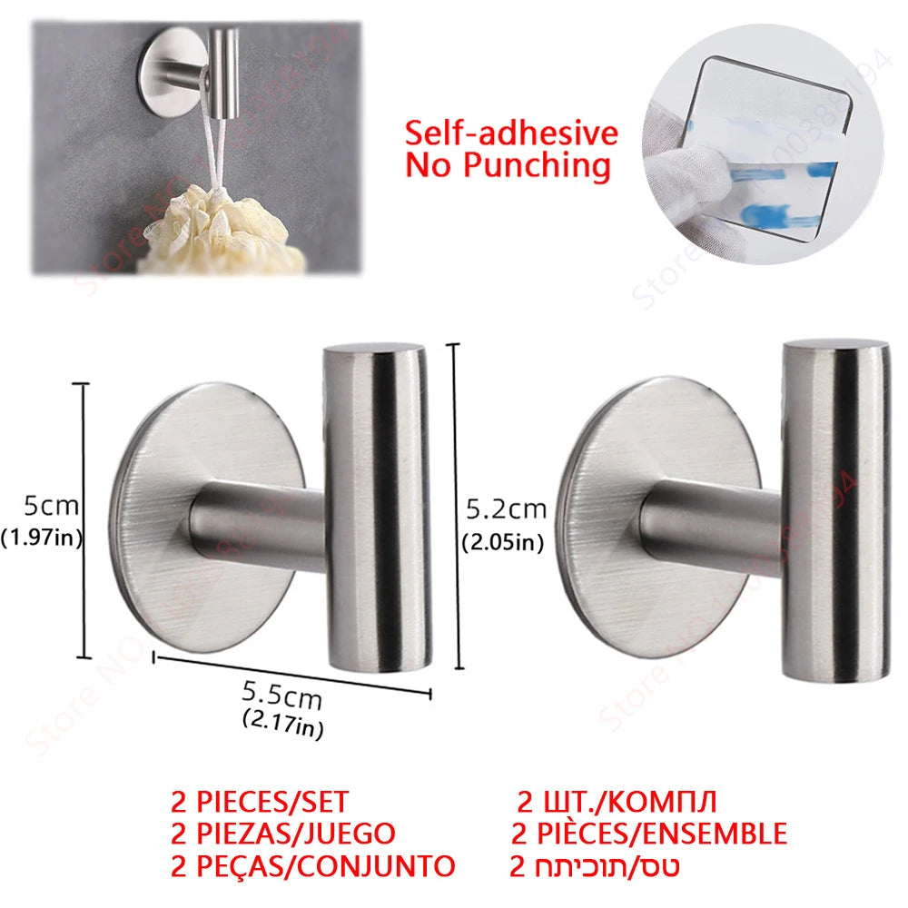 Adhesive Toilet Roll Paper Holder Organizer Wall Mount Storage Stand Kitchen Bathroom No Drill Tissue Towel Dispenser Stainless