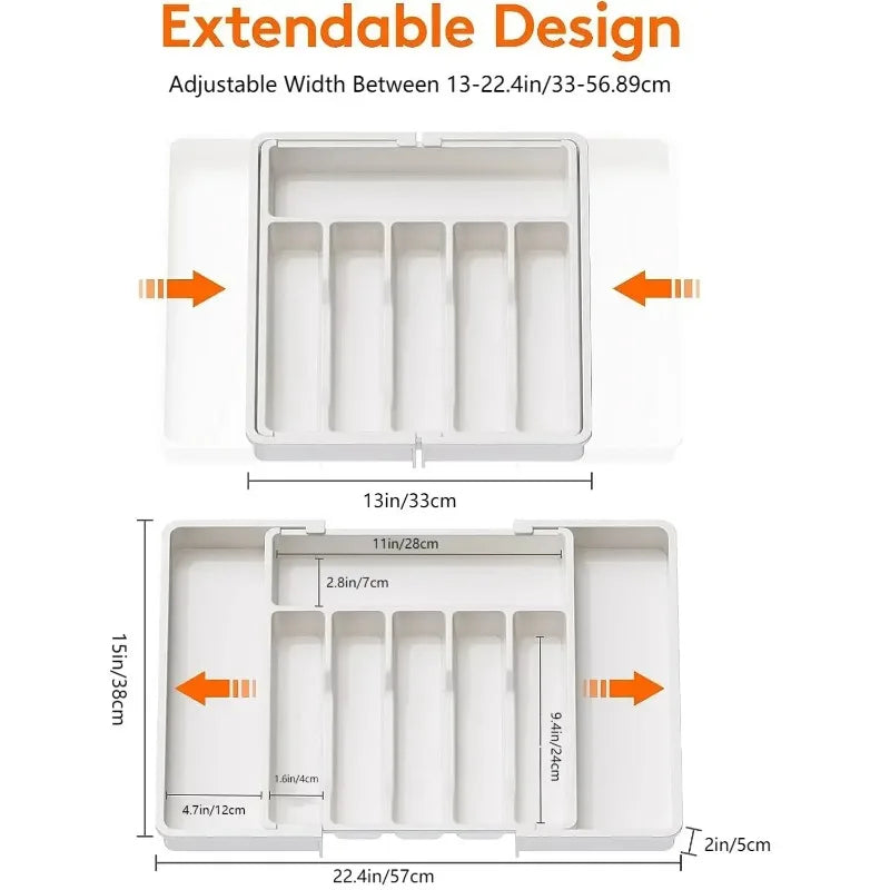 Adjustable Flatware Drawer Organizer Multifunctional Kitchen Utensil Storage Rack