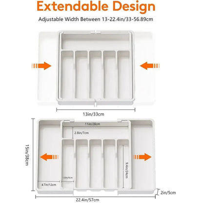 Adjustable Flatware Drawer Organizer Multifunctional Kitchen Utensil Storage Rack - Hom Haven