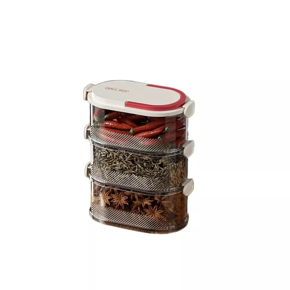 Stackable Seasoning Box Set Dual Layer Sealed Kitchen Storage Container
