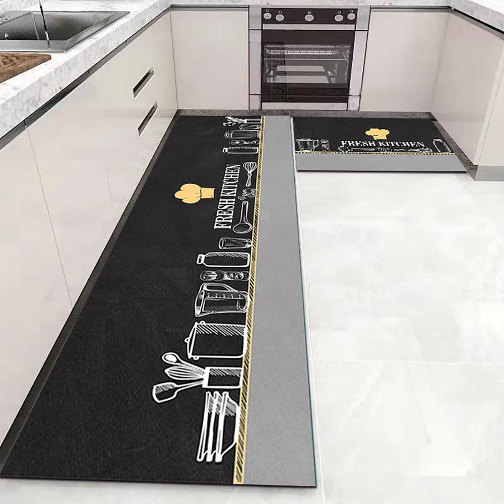 Soft Washable Kitchen Floor Mat - Anti-Slip Long Area Rug for Bedroom, Hallway & Bathroom Entrance