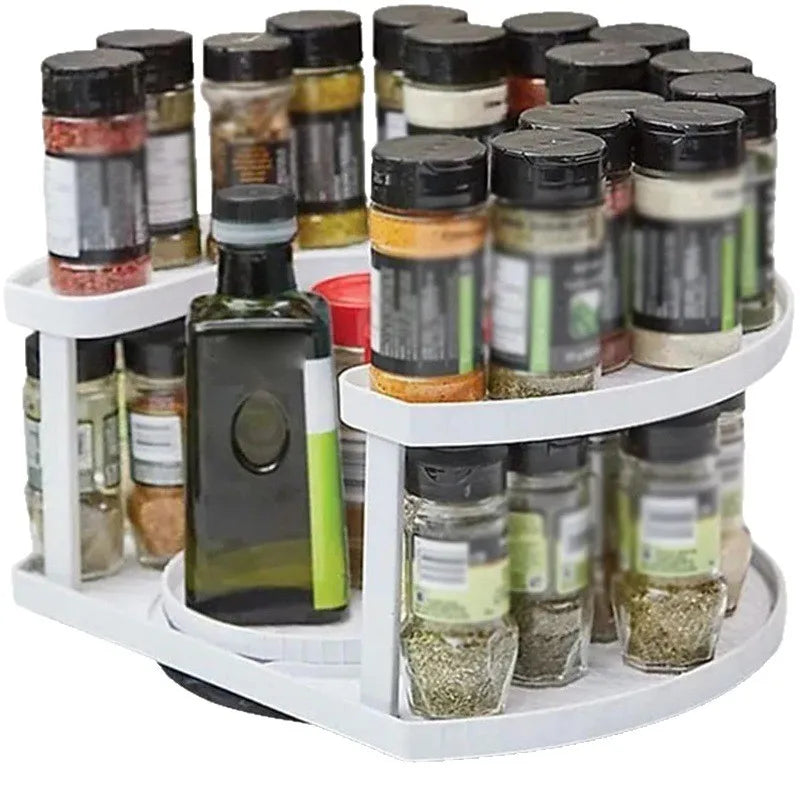 Adjustable Rotating Spice Rack Organizer, Large-Capacity Kitchen Storage Holder