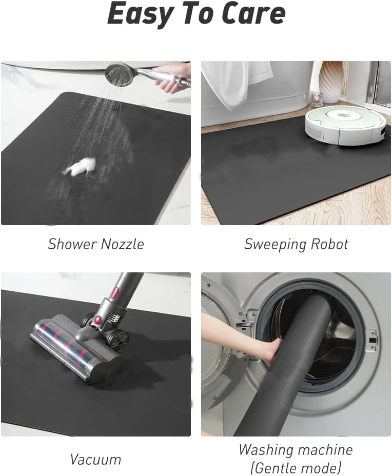 VIKAMA Diatomite Non-Slip Bathroom & Kitchen Mat - Quick Dry Absorbent Machine Washable Floor Rug - Hom Haven