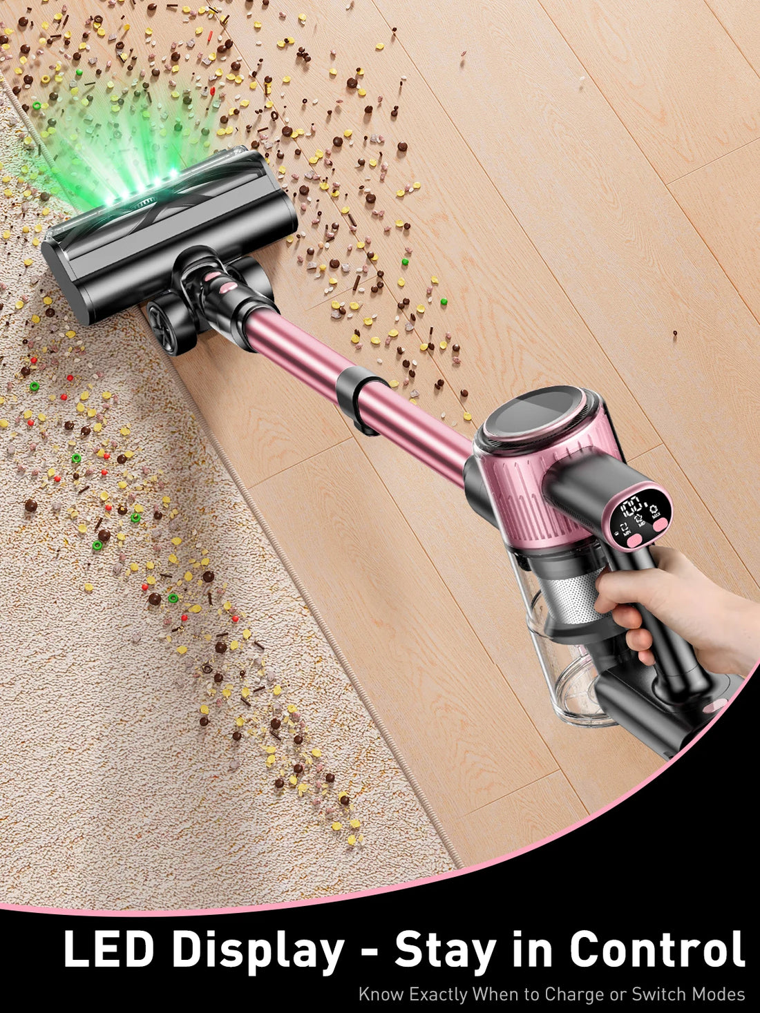 Cordless 10-in-1 Stick Vacuum Cleaner 55KPa Powerful for Home & Pets