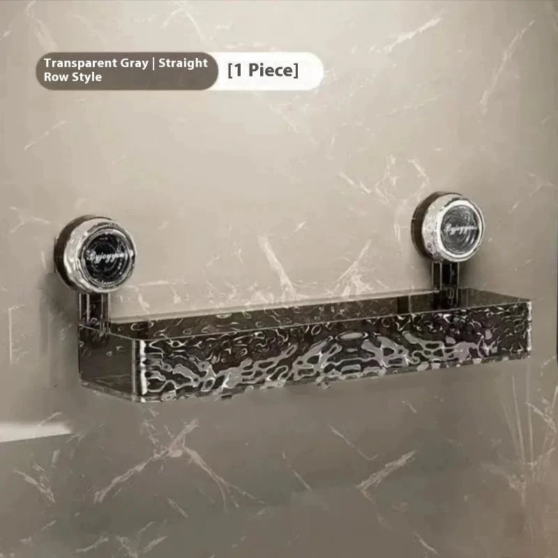 Suction Cup Bathroom Organizer Rack Wall Mounted Draining Storage Shelf