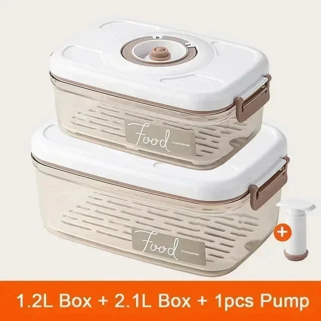 Vacuum Sealed Food Storage Box - Large Capacity Transparent Fresh-Keeping Kitchen Container with Pump