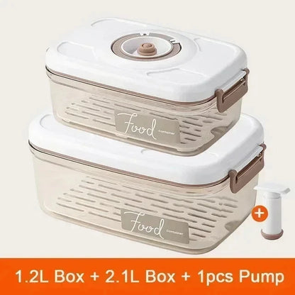 Vacuum Sealed Food Storage Box - Large Capacity Transparent Fresh-Keeping Kitchen Container with Pump - Hom Haven