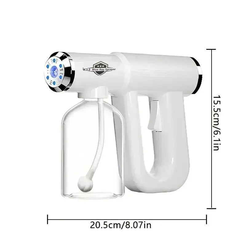 USB Rechargeable Nano Steam Spray Gun Blue Light Hair & Barber Mist Sprayer 300 ML