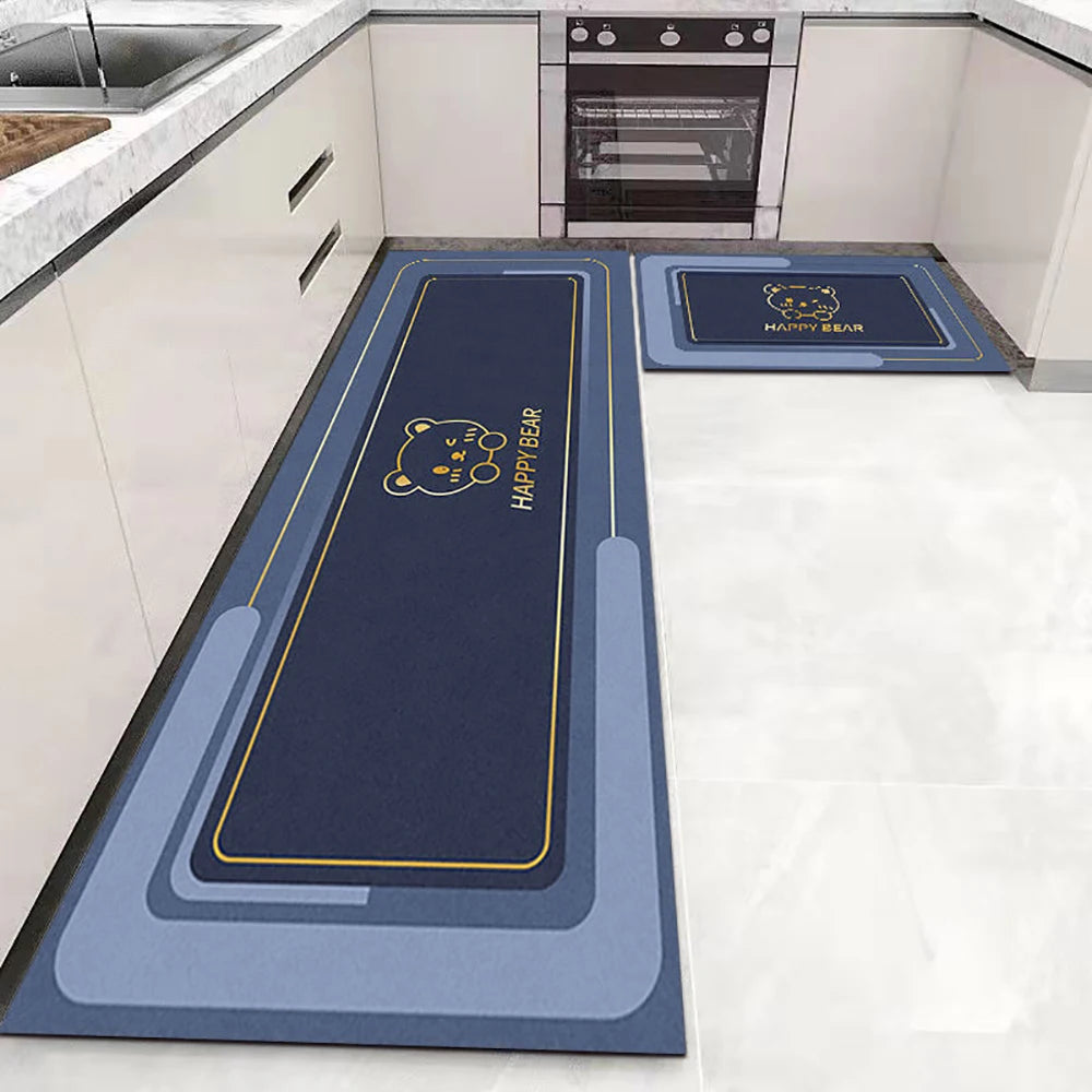 Soft Washable Kitchen Floor Mat - Anti-Slip Long Area Rug for Bedroom, Hallway & Bathroom Entrance