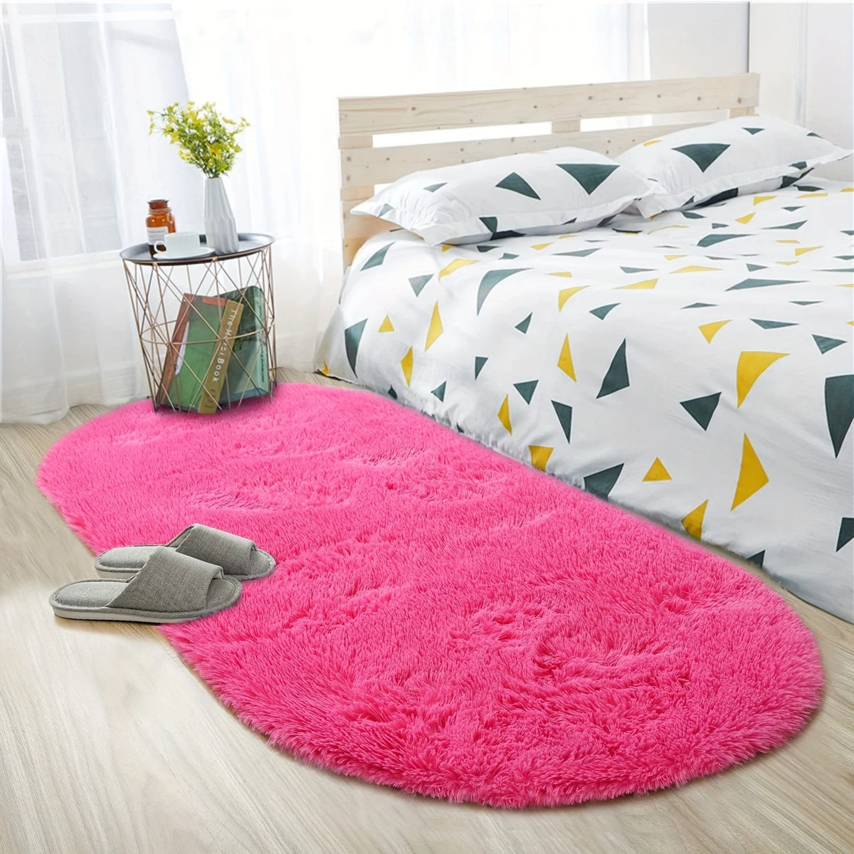 VIKAMA Grey Dense Silk Carpet - Warm Long Hair Soft Floor Mat for Bedroom, Living Room & Sofa - Hom Haven