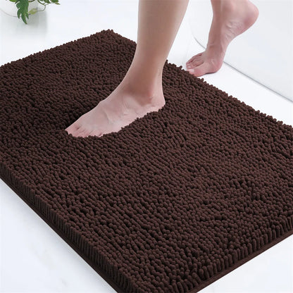 Olanly Chenille Non-Slip Bath Mat - Soft Fluffy Shag Microfiber Shower & Bathroom Floor Rug - Hom Haven